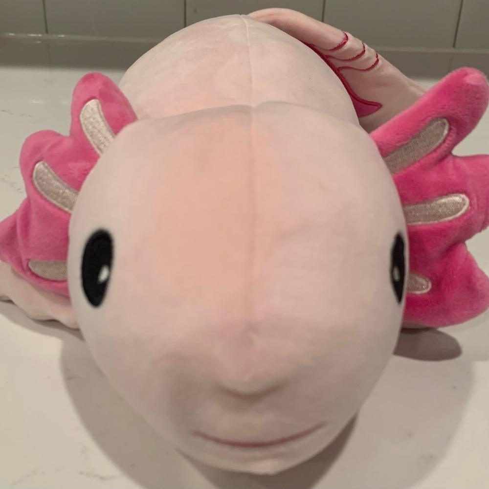 Pink and White Plush Axolotl